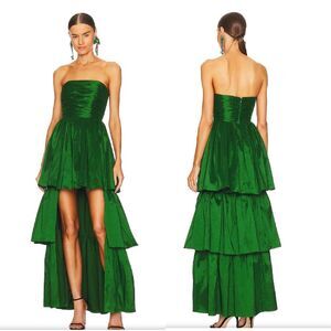 Lovers and Friends Michie Maxi Dress gown green tiered mini NWT Revolve $298 S